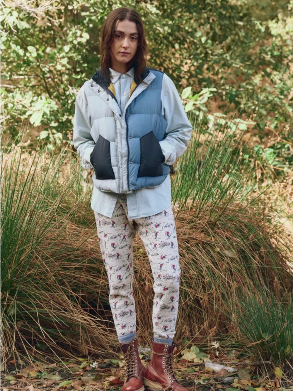 NWT The Great. Outdoors Down Polar Vest in Navy Colorblock Sky Blue Mustard - Picture 4 of 11